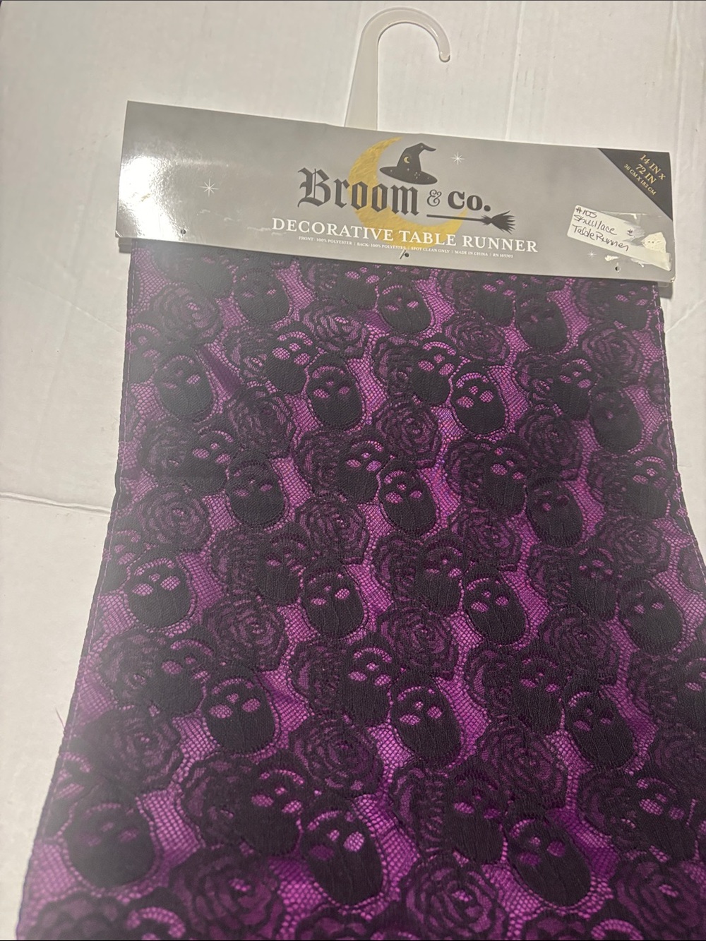 Purple Lace Skull Decorative Table Runner 14x72